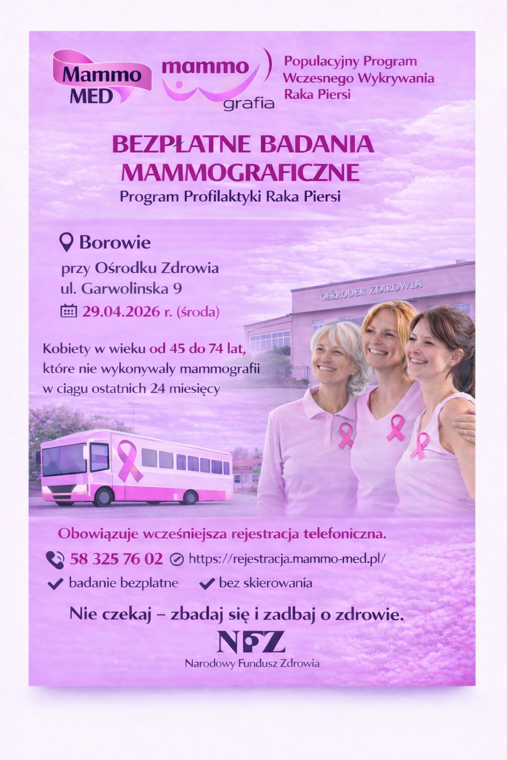 Plakat - Bezpłatne badania mammograficzne